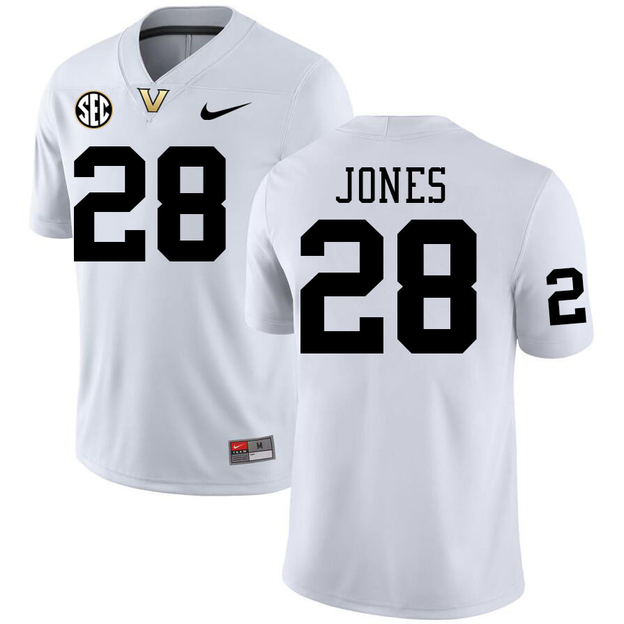 Vanderbilt Commodores #28 Thomas Jones College Football Jerseys Stitched-White